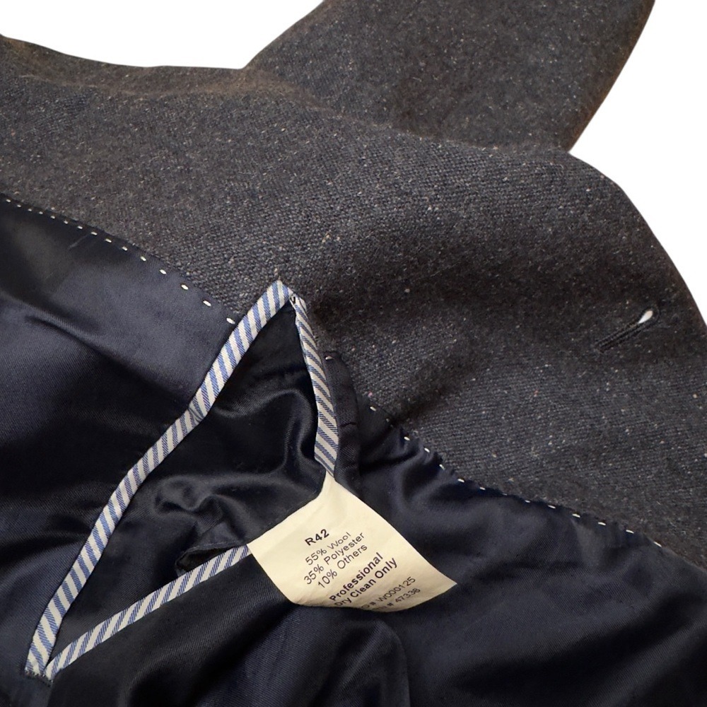 Tommy Hilfiger Wool Blend Sport Coat Mens 42R Charcoal Elbow Patches Two Button - Picture 11 of 13